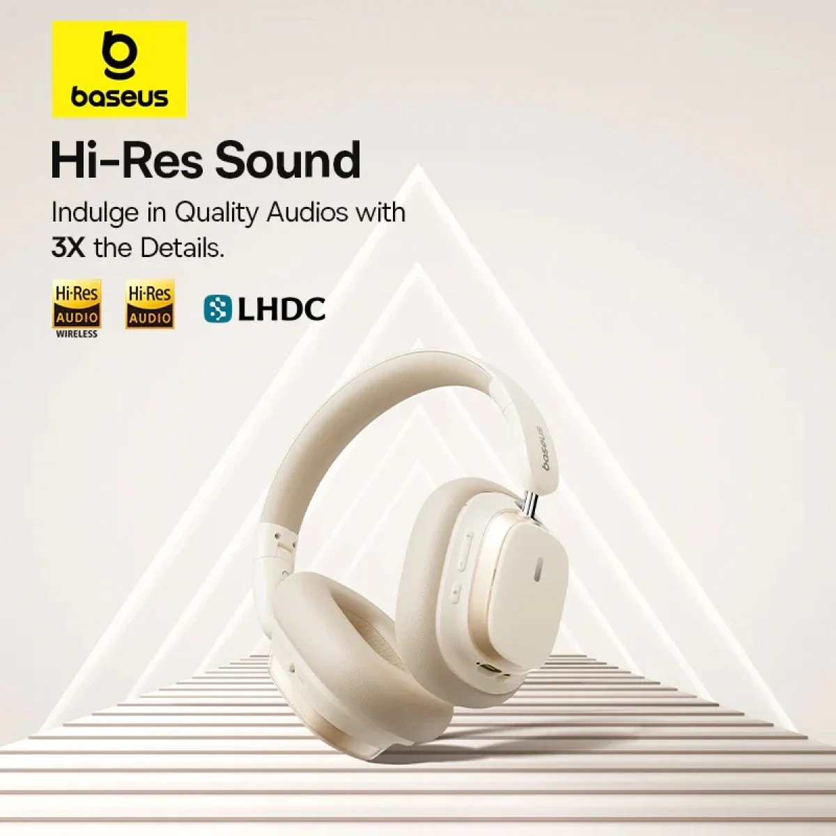 Baseus Bowie H1s Wireless Over-Ear Headphones with ANC, Bluetooth 5.4, 100H Battery - White - Thumbnail 4