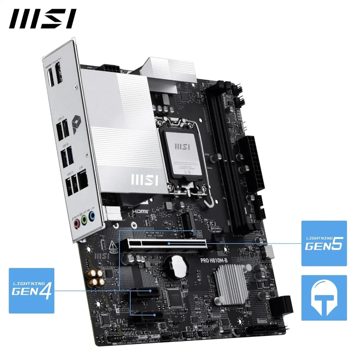 MSI PRO H810M-B mATX Motherboard LGA 1851 DDR5 PCIe 5.0 M.2 2.5G LAN - Thumbnail 5