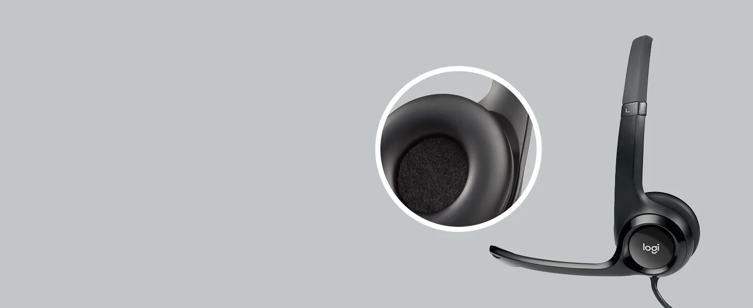 Logitech H390 Wired USB Headset with Noise-Cancelling Microphone, In-Line Controls - Black - Thumbnail 4