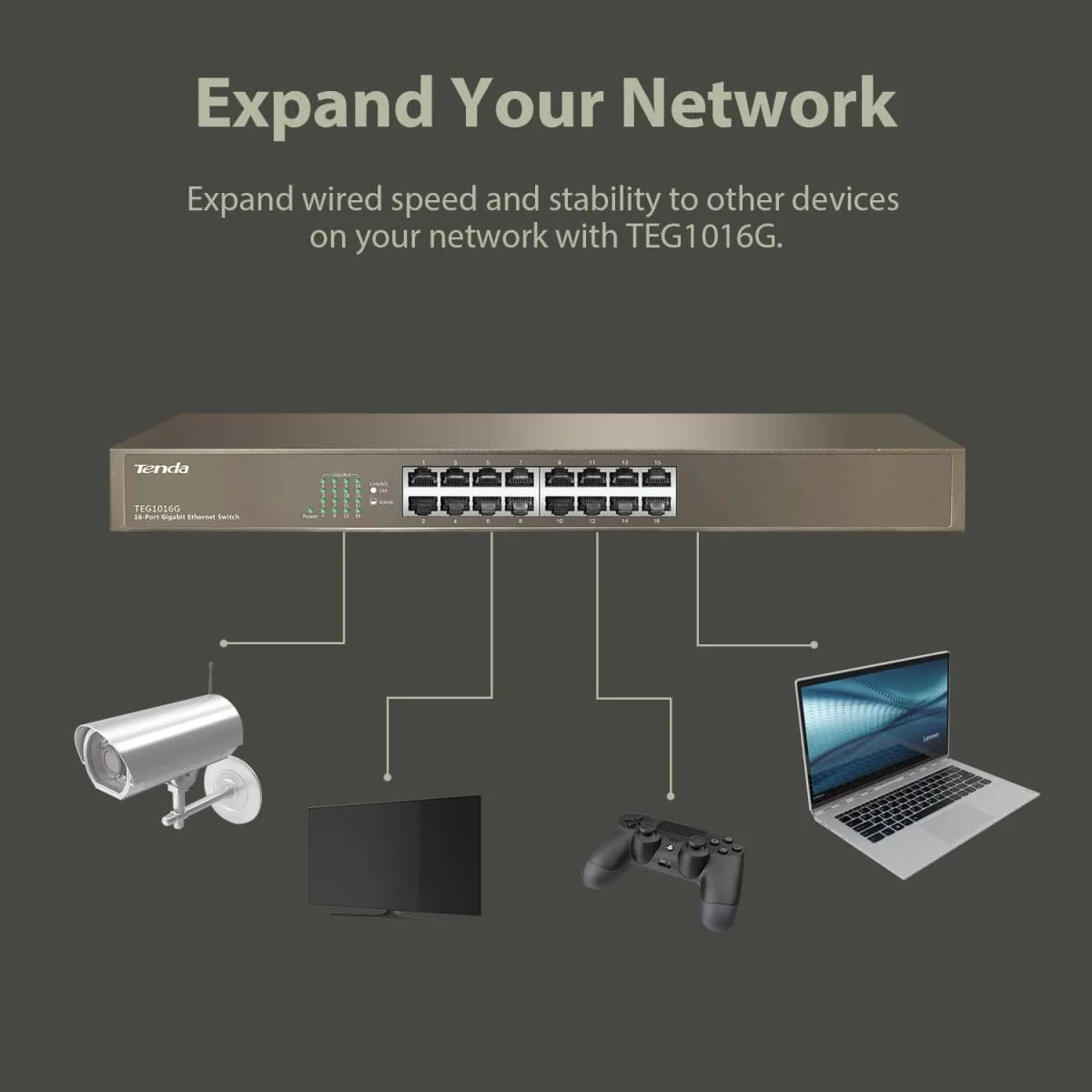 Tenda TEG1016G 16-Port Gigabit Unmanaged Rackmount Ethernet Switch - Image 4