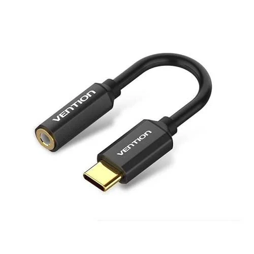 محول صوت Vention CFIBA من Type-C إلى 3.5 مم بطول 0.1 متر، معدن أسود