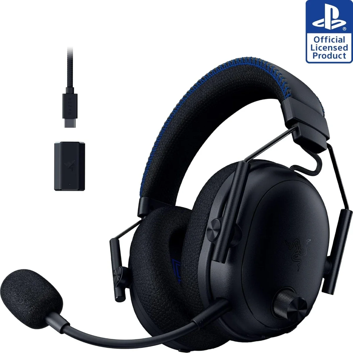 سماعة ألعاب Razer BlackShark V3 Pro لاسلكية مع ANC لجهاز PS5، مشغلات 50 مم، أسود