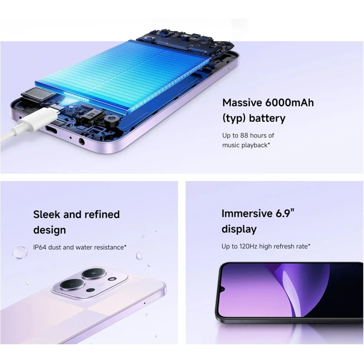 Xiaomi Redmi 15C 5G 6.9-inch 120Hz Display, 50MP Camera, 8GB RAM, 256GB Storage, 6000mAh, Dusk Purple (MZB0LLGEN) - Image 2