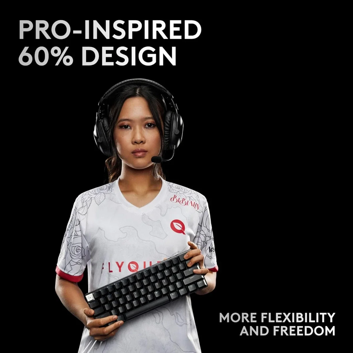 لوحة مفاتيح ألعاب Logitech G PRO X 60 LIGHTSPEED ميكانيكية لاسلكية 60% بمفاتيح GX البصرية اللمسية - أسود - Thumbnail 6
