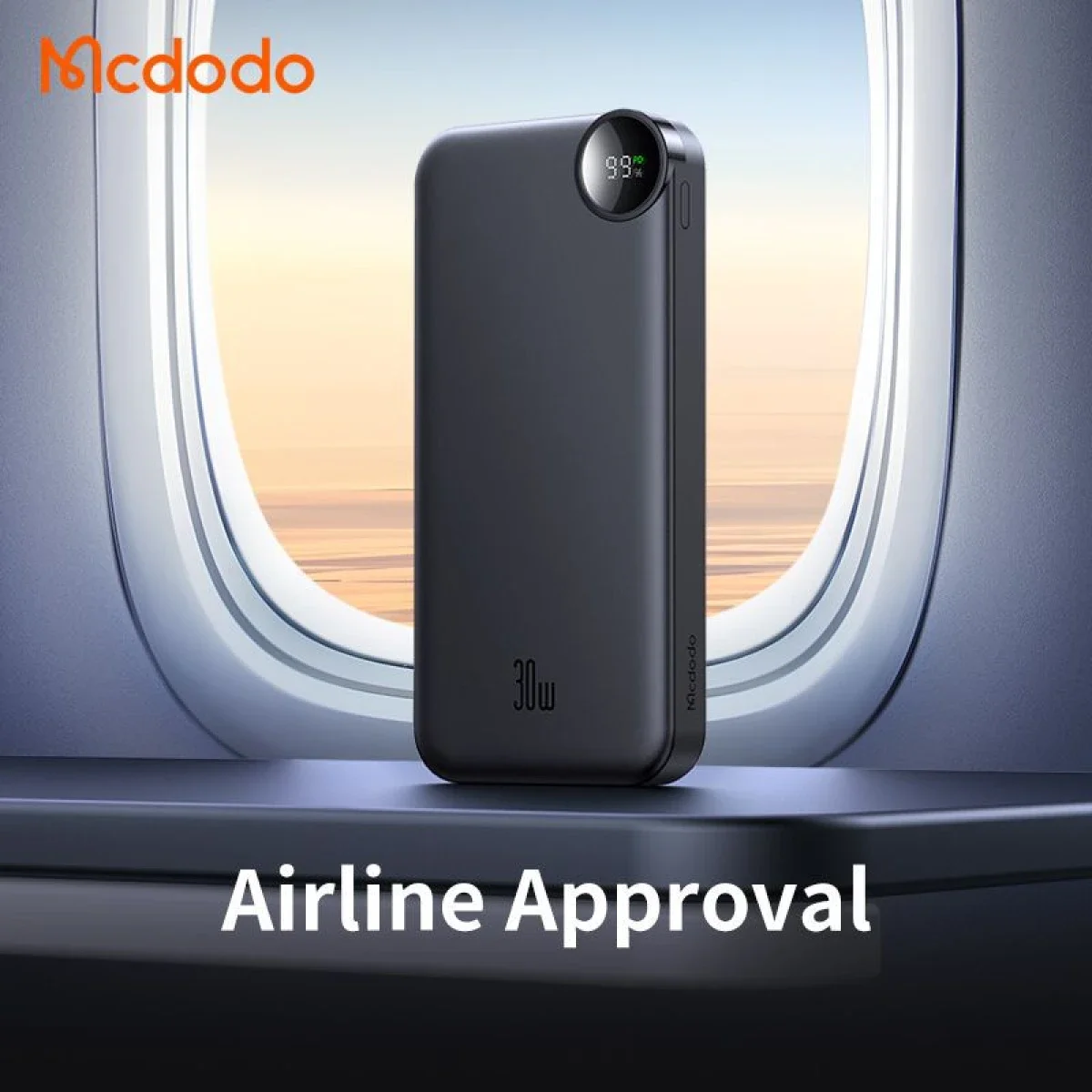 باور بانك Mcdodo MC-3850 بسعة 10000mAh وقدرة 30W مع شاشة LED ومنفذي USB-C ومنفذ USB-A، أسود - Thumbnail 5