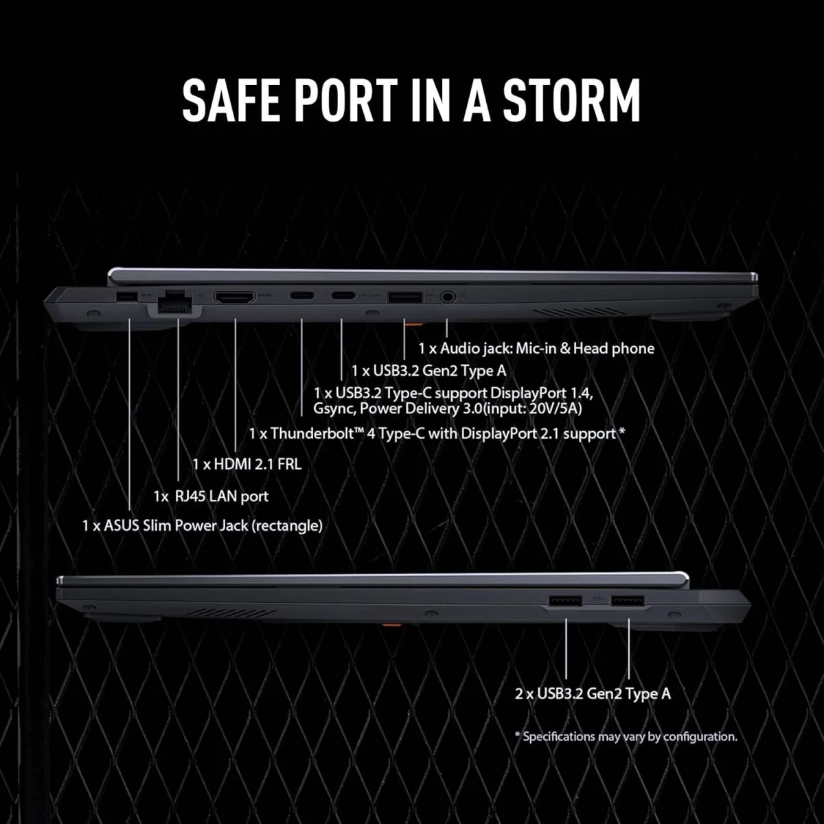 لابتوب ألعاب Asus TUF Gaming F16 16 إنش IPS FHD+ 165 هرتز، Core i7-14650HX، RTX 5050، رام 16GB، SSD 512GB - Image 3