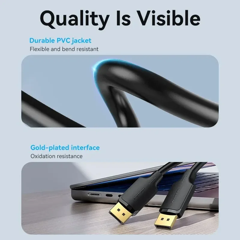 Vention HAKBF DisplayPort Male-to-Male 4K HD Cable, 1m, Black - Image 4