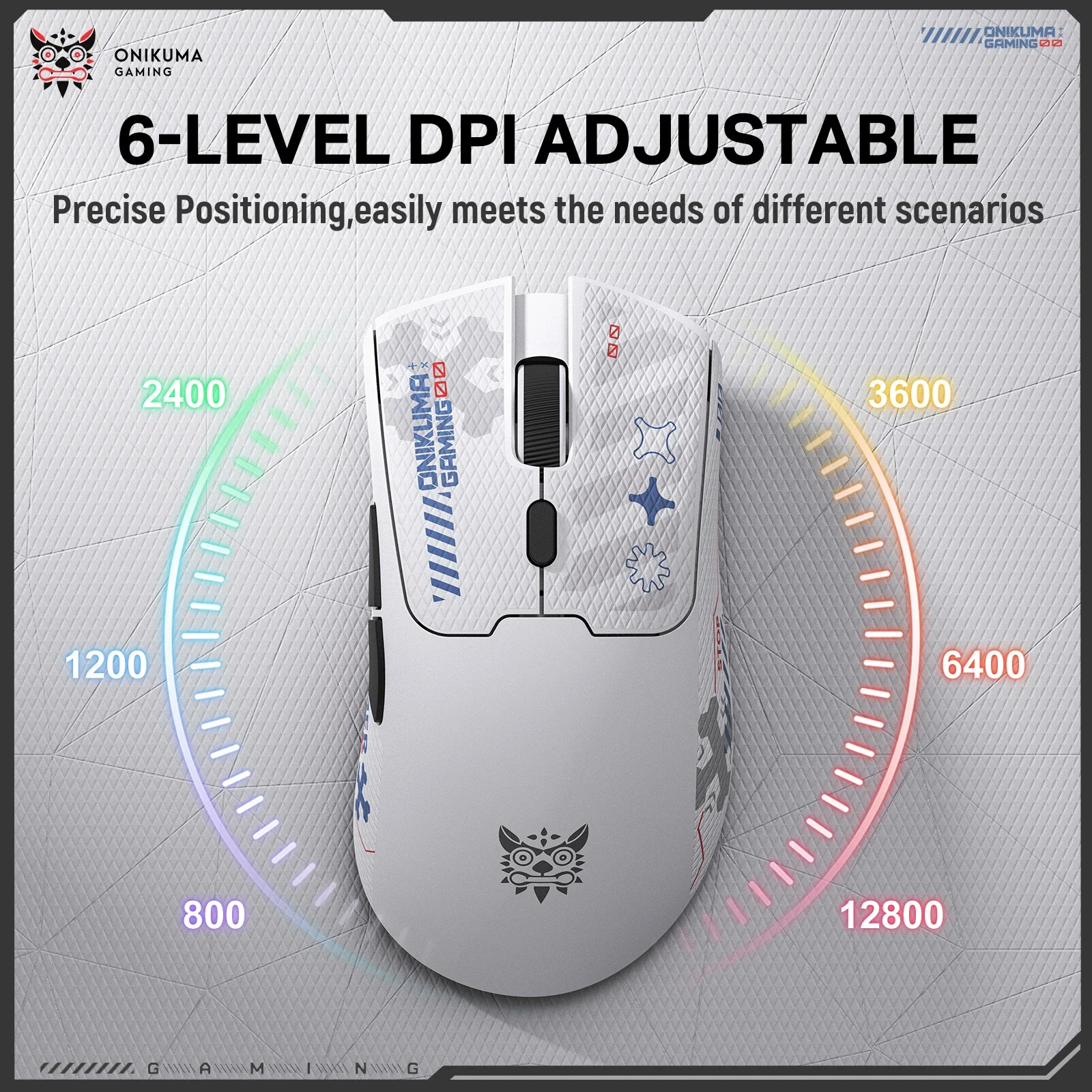 ONIKUMA DM01 Tri-Mode Wireless Gaming Mouse, 12800 DPI, White - Image 12