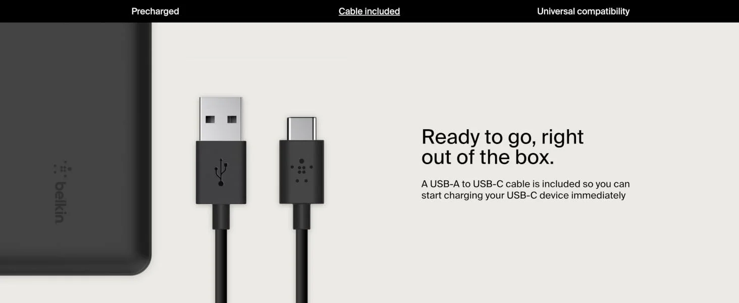 Belkin BoostCharge 10,000mAh USB-C Power Bank with 2 USB-A Ports, 15W - Black - Thumbnail 11
