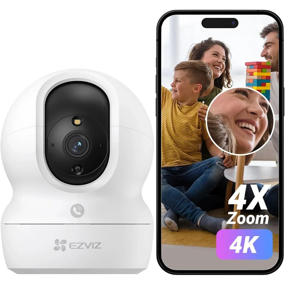 كاميرا مراقبه داخليه Ezviz CP1 Pro 4K مع دوران واماله 360° وWi‑Fi 6 ثنائي نطاق وتتبع تلقائي وصوت ثنائي اتجاه