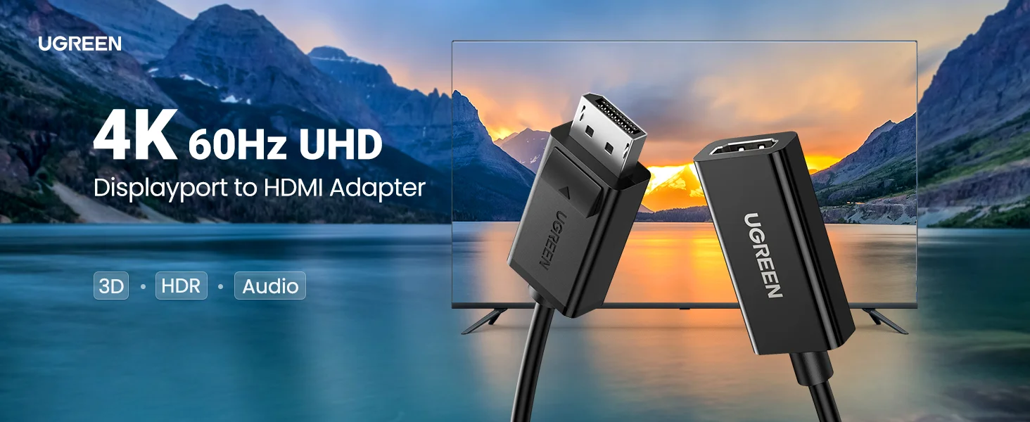 Ugreen 40362 DisplayPort Male to HDMI Female Adapter, 1080P 60Hz - Thumbnail 3