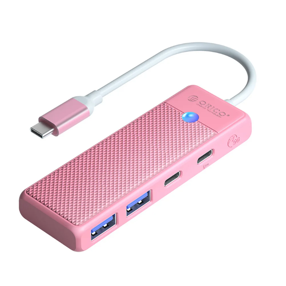 موزع USB-C ORICO PAPW2AC-C3 سلسلة PW بأربعة منافذ USB 3.0 وUSB-C PD، وردي