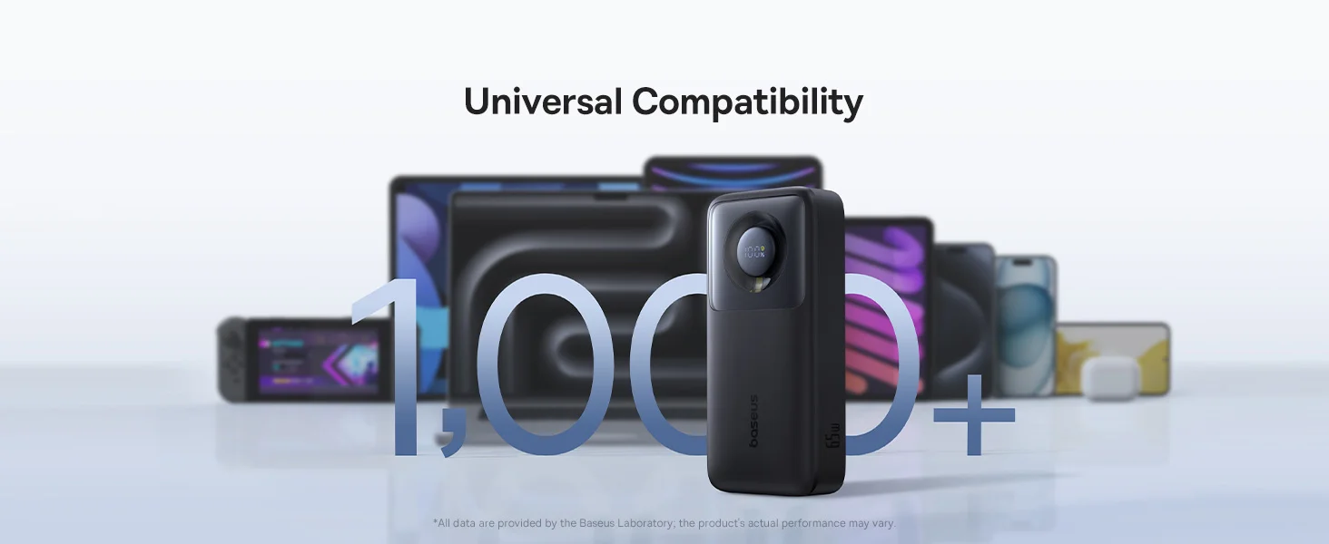 Baseus Free2Pull 20000mAh 65W Power Bank with Retractable USB-C Cable - Black - Thumbnail 20