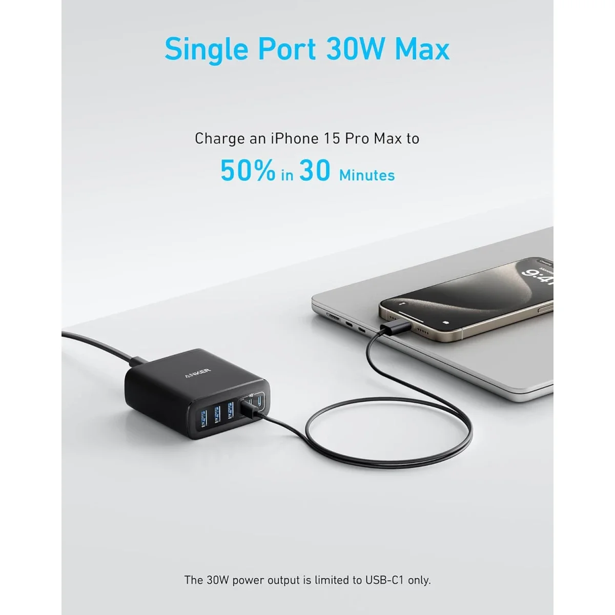 شاحن مكتبي Anker A2154K11 USB-C بقدرة 112 واط و6 منافذ - Thumbnail 7