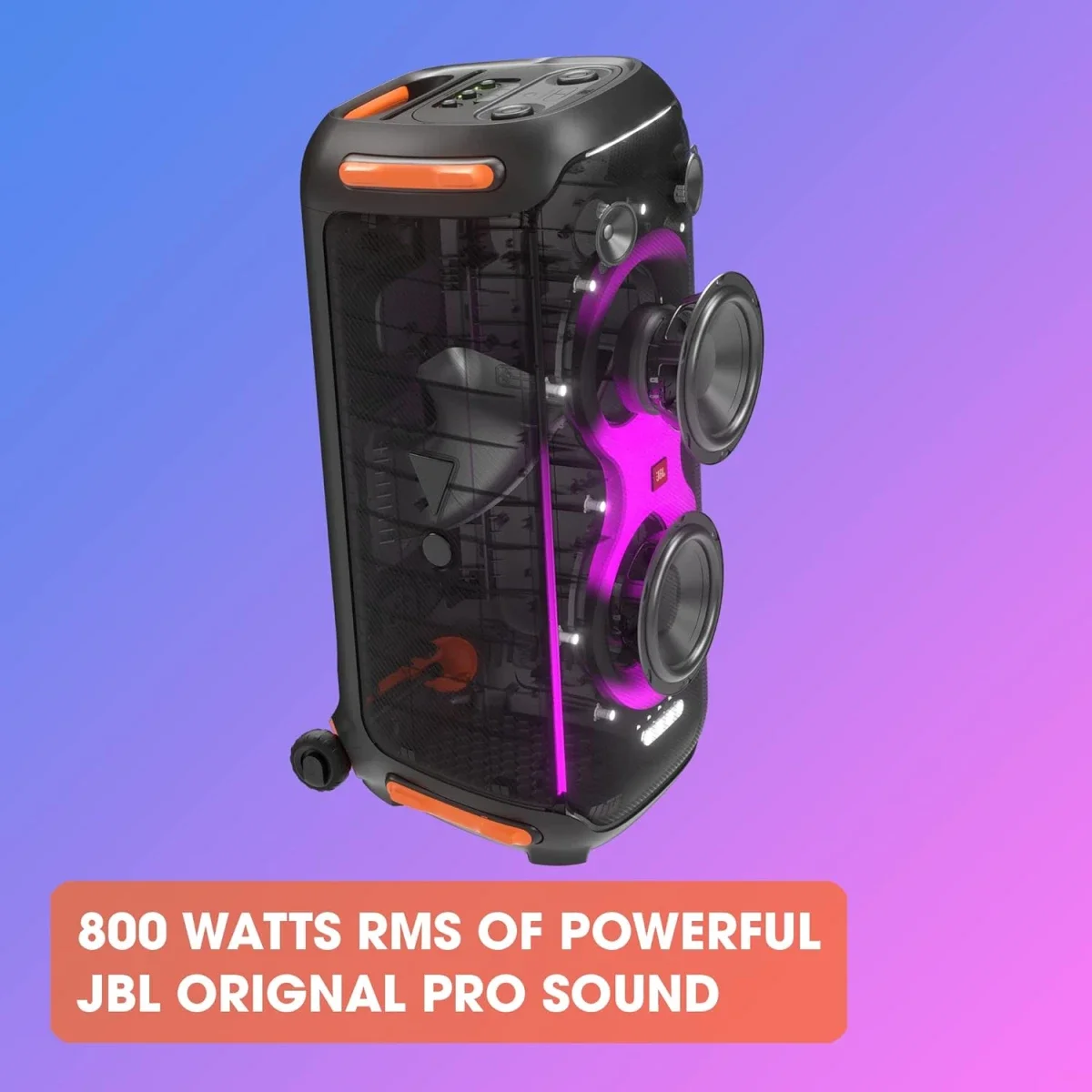 مكبر حفلات JBL PartyBox 710 بقدرة 800 واط RMS وإضاءة مدمجة ومقاومة رذاذ الماء IPX4 - أسود - Image 2