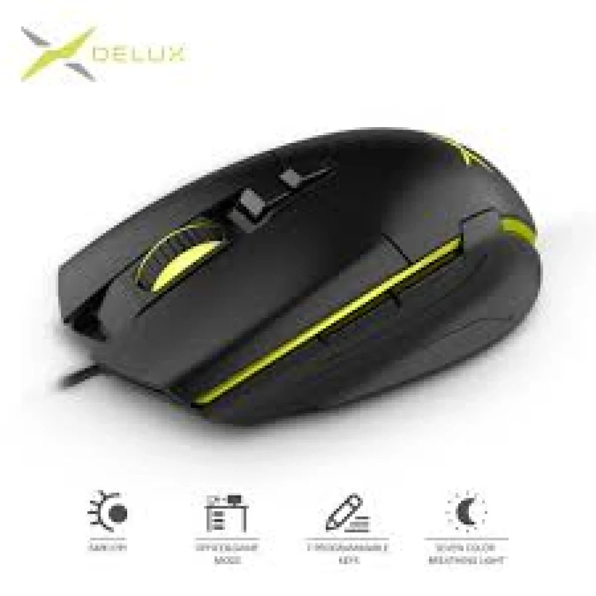 ماوس ألعاب Delux M522 سلكي بدقة 6400 DPI و7 أزرار وإضاءة RGB - Image 2
