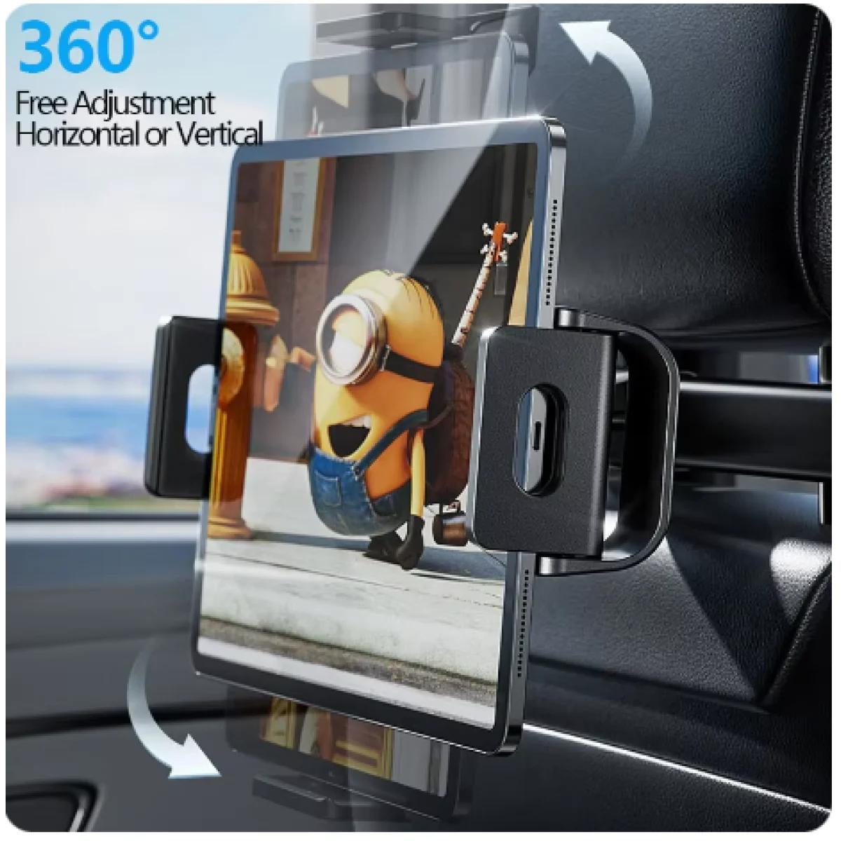 حامل تابلت وموبايل للسيارة Awei X40 دوّار 360° لمسند الرأس - Image 2