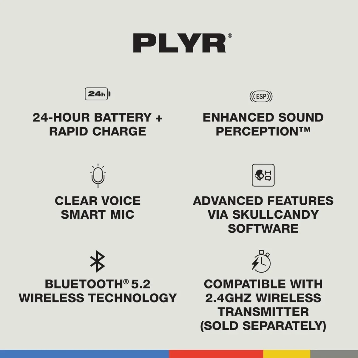 سماعة ألعاب Skullcandy PLYR لاسلكية متعددة المنصات مع ميكروفون AI وبطارية 24 ساعة - أسود - Thumbnail 4