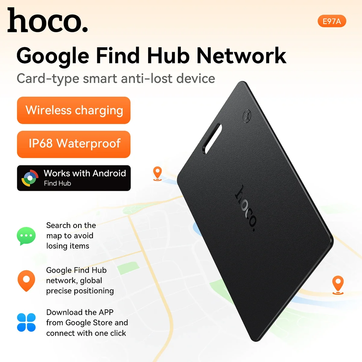 HOCO E97A Mini Finder Smart Anti-Lost Tracker Card for Android, Black - Image 5