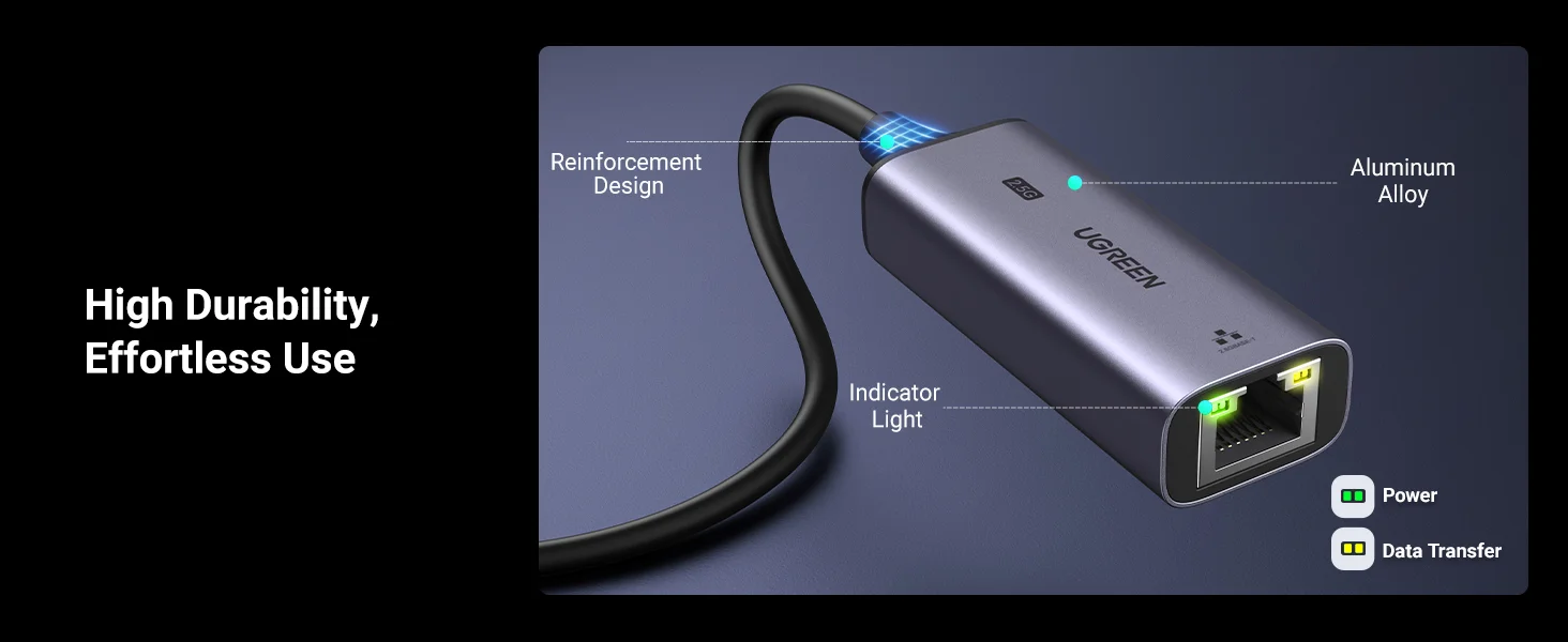 محول إيثرنت Ugreen USB-C إلى RJ45 بسرعة 2.5G من الألومنيوم - Thumbnail 10
