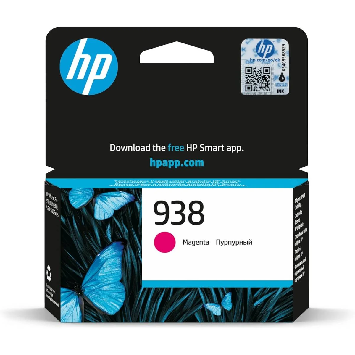 HP 938 Original Magenta Ink Cartridge, 800 Pages, 4S6X6PE