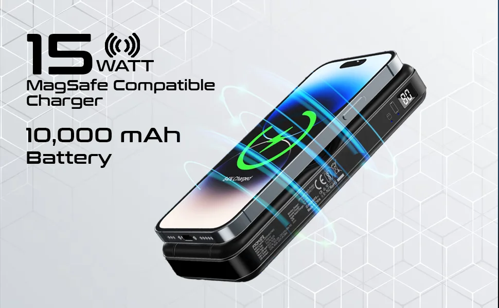 باور بانك MagSafe 5 في 1 قابل للطي Promate PowerPack-Fold بسعة 10000mAh وقدرة 15W - أسود - Image 11