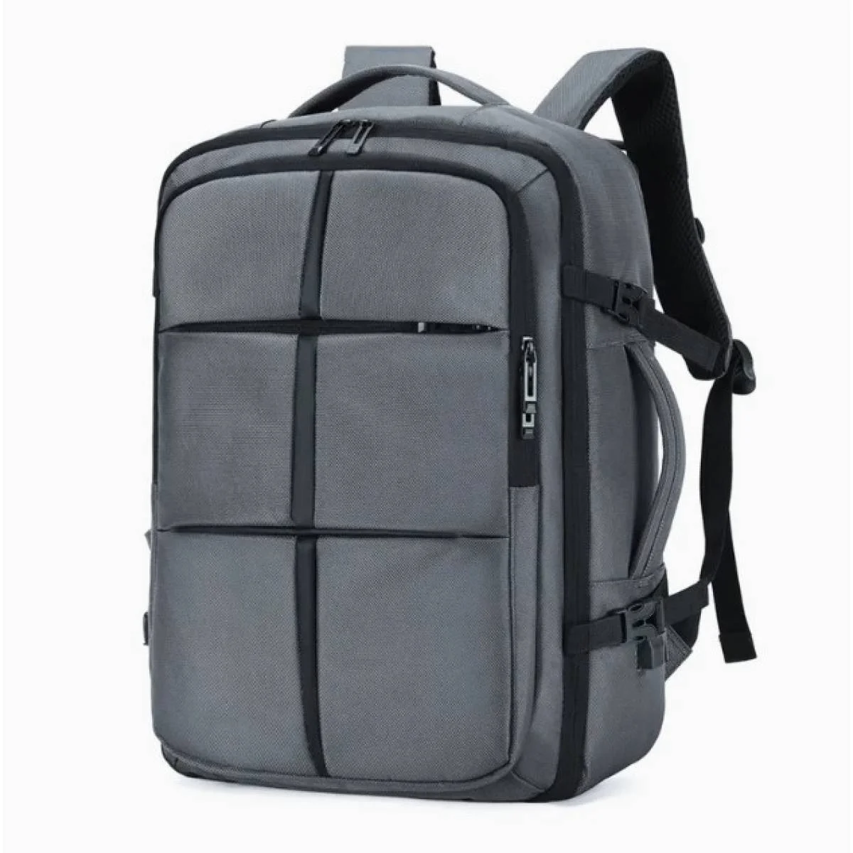 حقيبة ظهر DTBG D-8212WG للابتوب قابلة للتوسعة مع شحن USB حتى 17.6 إنش، رمادي - Image 2