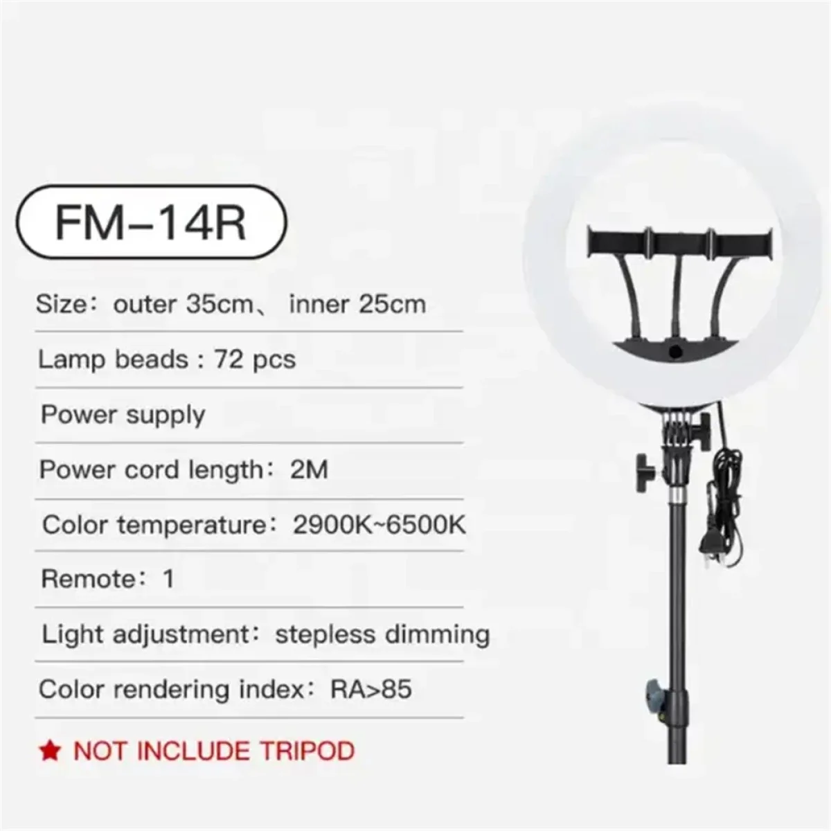 إضاءة حلقية LED Jmary FM-14R مقاس 14 إنش للبث المباشر والتصوير - أسود - Image 6