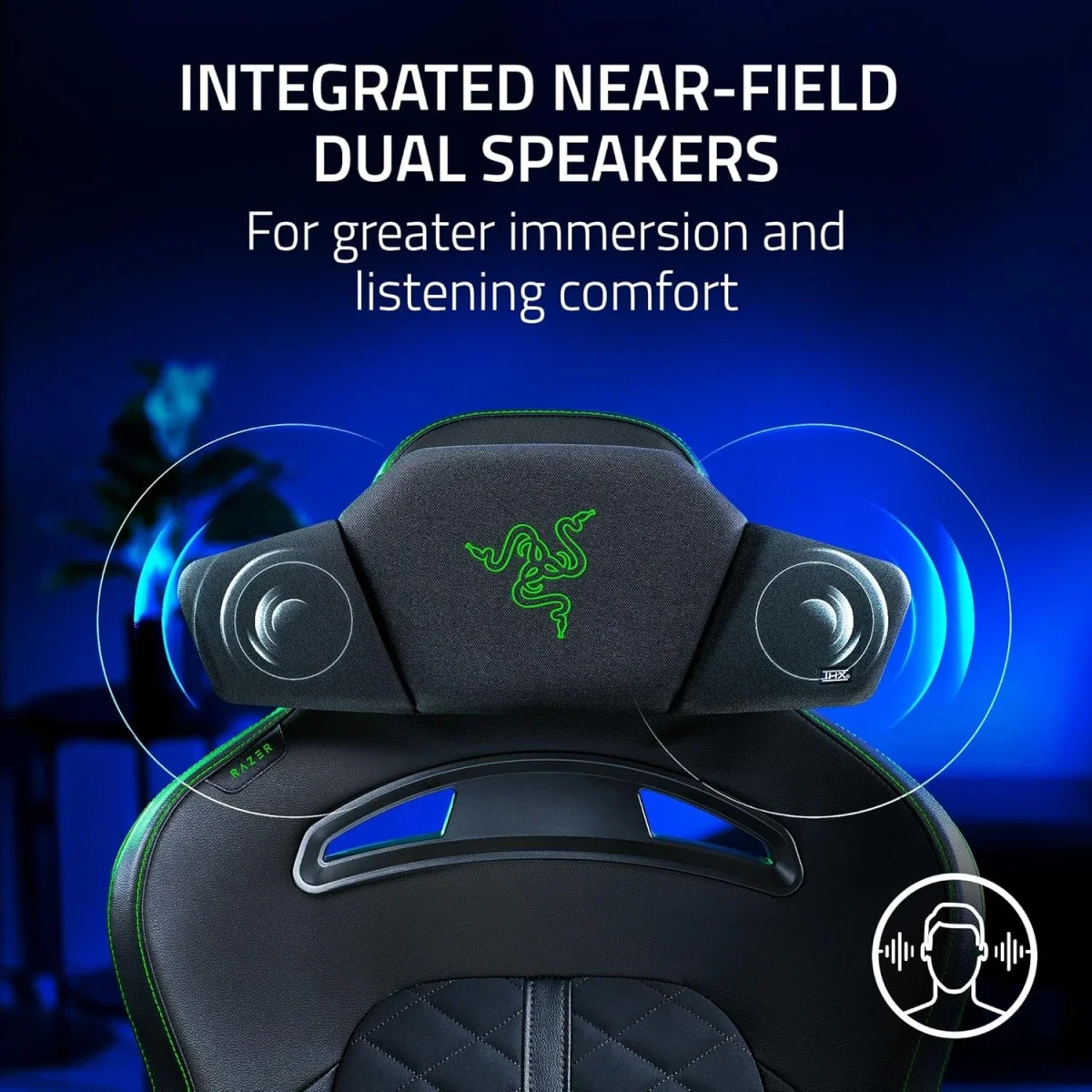 وسادة رأس بمكبر صوت لاسلكي Razer Clio مع صوت THX Spatial وبلوتوث وUSB-C - Image 2