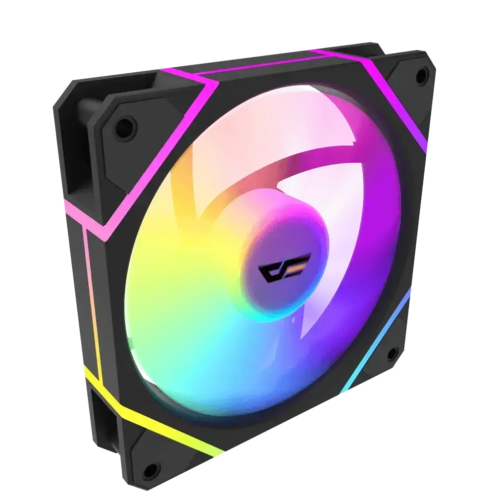 مراوح تبريد DarkFlash ARGB ثلاثية مع ريموت واضاءة - أسود - Image 2