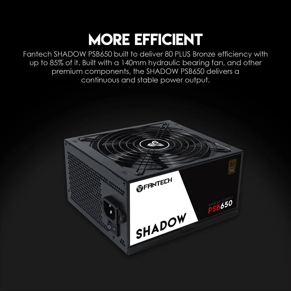 مزود طاقة Fantech PSB650 Shadow بقدرة 650 واط - Thumbnail 6
