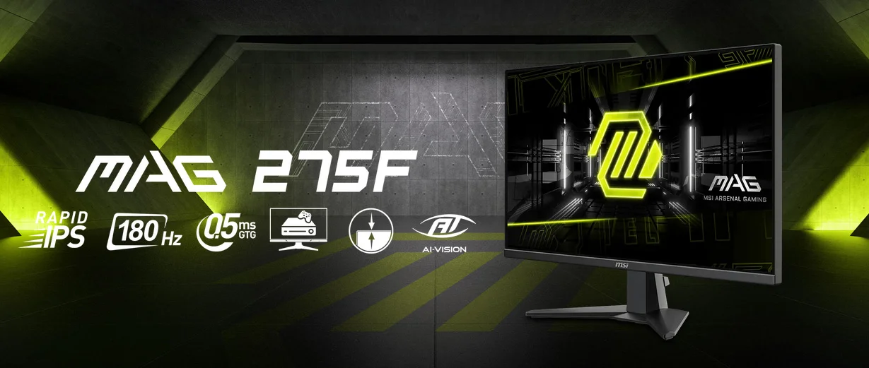 شاشة ألعاب MSI MAG 275F مقاس 27 إنش Rapid IPS بدقة FHD ومعدل 180Hz وزمن 0.5ms، أسود - Thumbnail 8