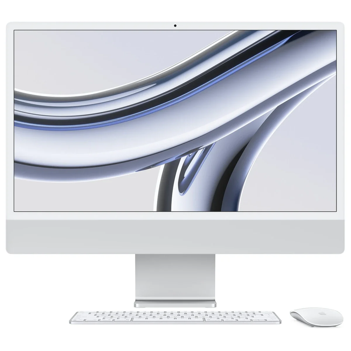 Apple iMac 24-inch All-in-One Desktop (2021) M1 8-Core CPU 8-Core GPU 8GB RAM 256GB SSD 4.5K Retina Display Silver - Image 1