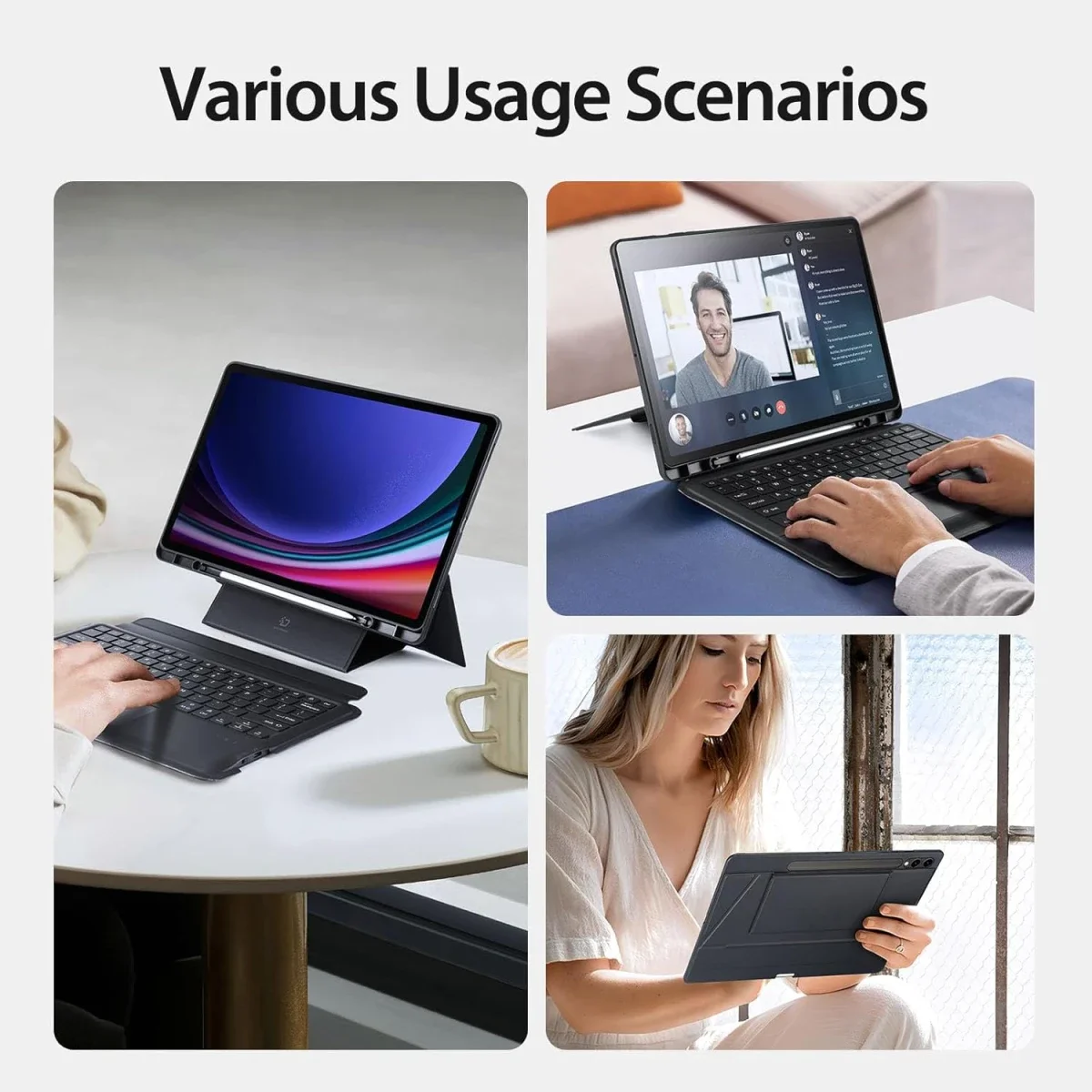 غطاء كيبورد DUX DUCIS DK Series لتابلت Samsung Tab S9 11 إنش مع لوحة لمس بلوتوث وتخطيط عربي-إنجليزي أسود، 80 ساعة - Image 8