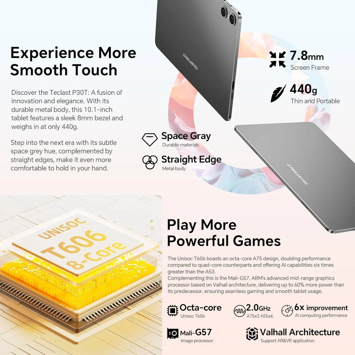 تابلت TECLAST P30T أندرويد 15 10.1 إنش، رام 12GB، سعة 128GB، معالج ثماني النواة 2GHz، بطارية 6000mAh، طقم 10 إكسسوارات - Image 6