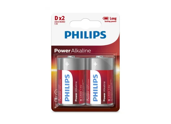 بطاريات Philips Power Alkaline مقاس D عبوة 2 - Image 2