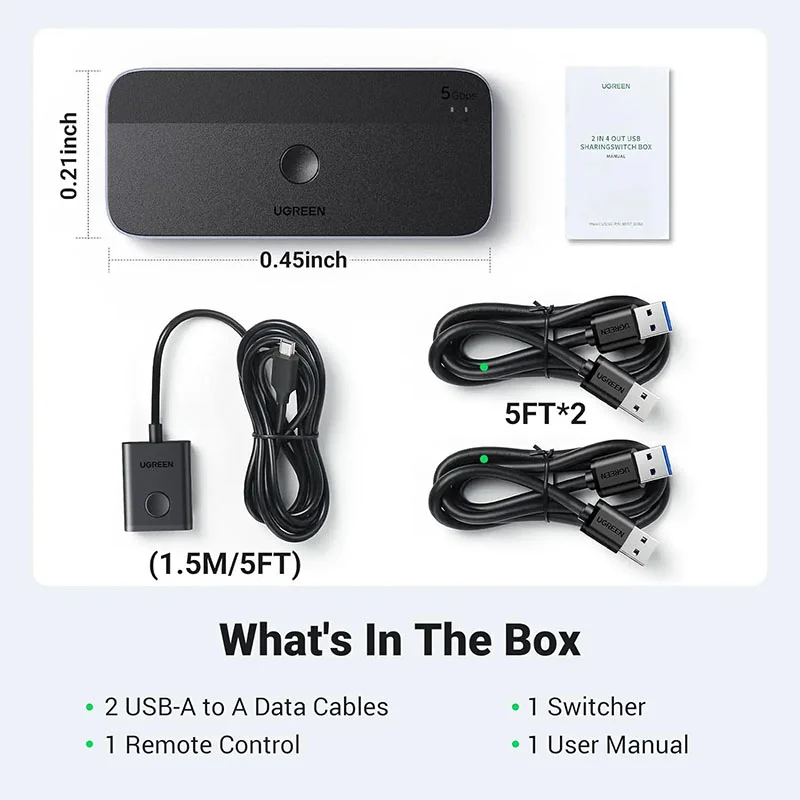 سويتش مشاركة USB Ugreen CM662/15705 إصدار USB 3.0 لجهازَي كمبيوتر و4 أجهزة USB-C وUSB-A - Image 6