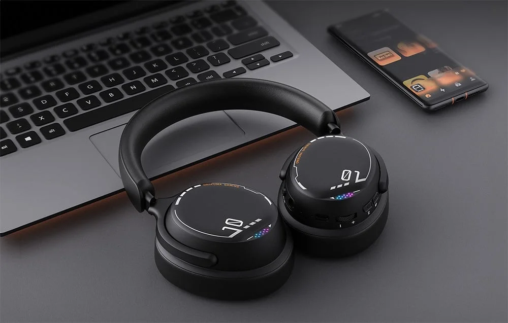 ONIKUMA GT886 Tri-Mode Wireless Gaming Headset with 2.4GHz, Bluetooth 5.3 & 3.5mm AUX - Black - Image 11