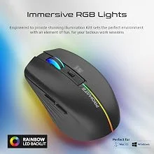 ماوس لاسلكي Promate KITT ببطارية قابلة للشحن 500mAh وإضاءة RGB ودقة 1600 DPI أسود - Thumbnail 10