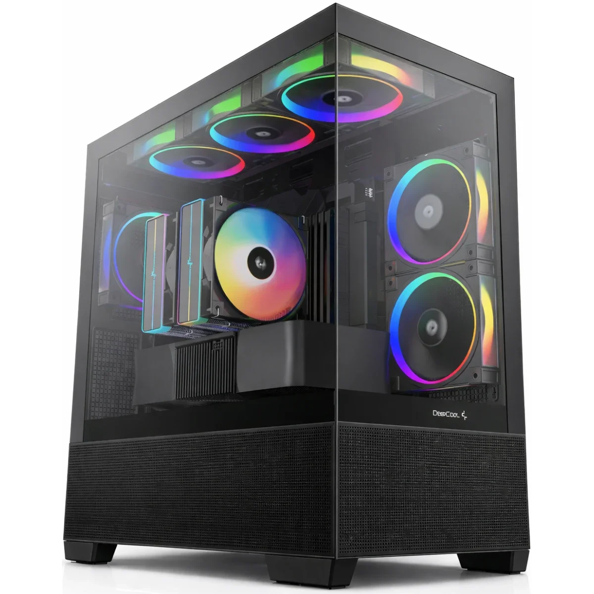 DeepCool CG380 3F Panoramic ATX Mid-Tower Case with 3 Pre-Installed ARGB Fans, 360mm + 240mm Radiator Support, Black