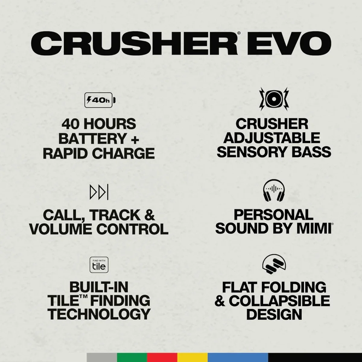 سماعات رأس Skullcandy Crusher Evo لاسلكية بتقنية Bluetooth فوق الأذن وباس حسي وبطارية حتى 40 ساعة - Chill Grey - Thumbnail 4