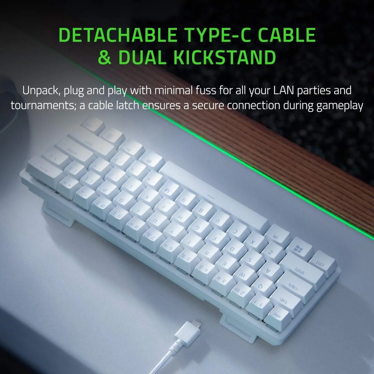 Razer Huntsman Mini Mercury 60% Wired Mechanical Gaming Keyboard with Purple Clicky Optical Switches - Thumbnail 2