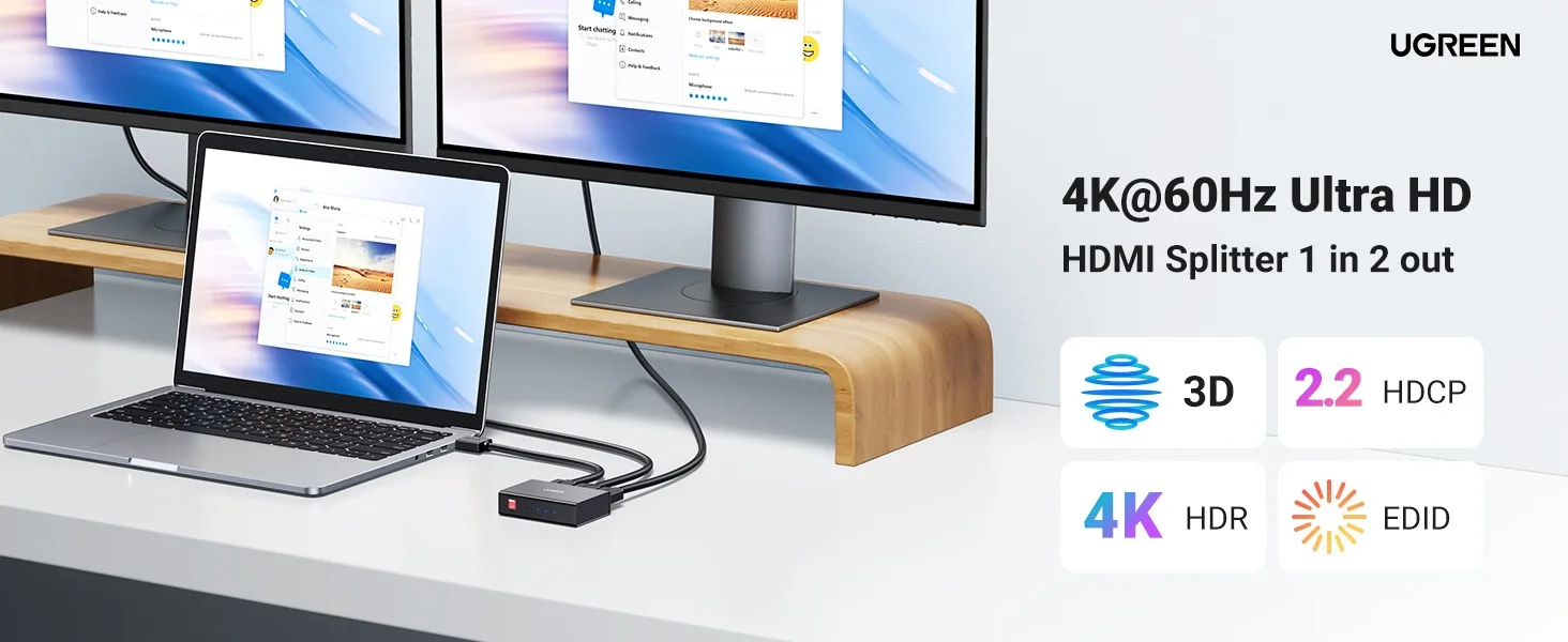 موزع HDMI من Ugreen - شغّل جهازك على شاشتين بنفس الوقت وبدقة 4K الرهيبة - Image 3