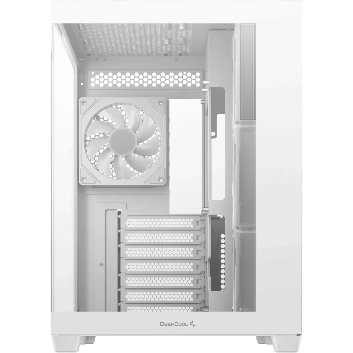 هيكل كمبيوتر DeepCool CG530 4F بانورامي ATX ميد تاور مع 4 مراوح مثبتة مسبقًا وتصميم ثنائي الحجرة، أبيض - Image 4
