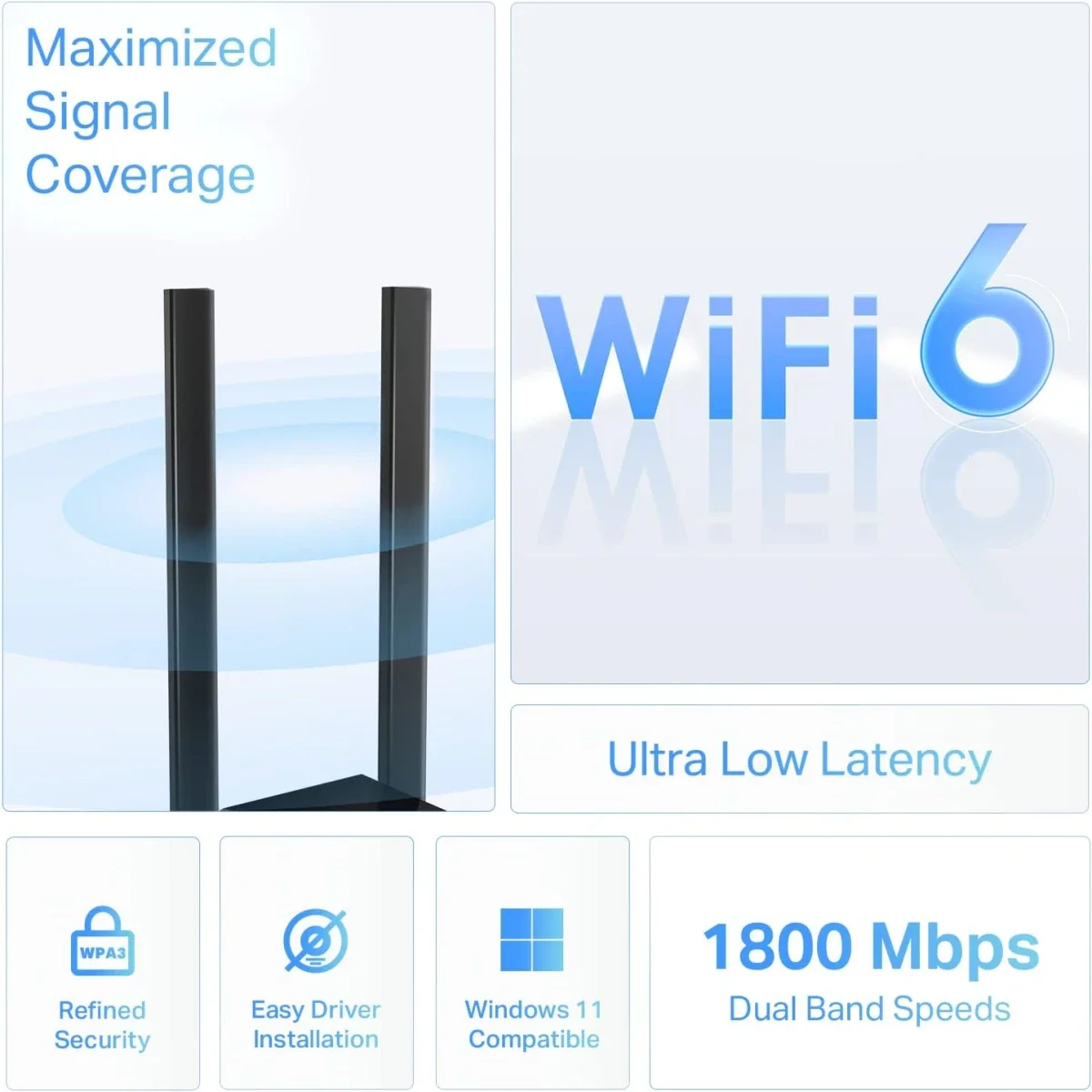 جهاز هوائي للانترنت يركب على USB نوع TP-LINK Archer TX20U Plus AX1800 ثنائي النطاق - Image 3