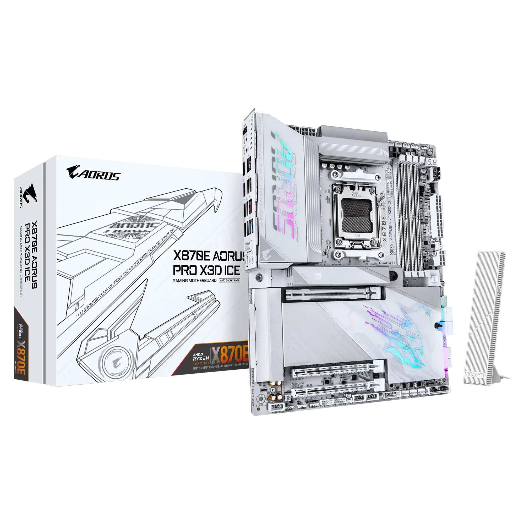 لوحه كمبيوتر GIGABYTE X870E AORUS PRO X3D ICE DDR5 مع Wi‑Fi 7 وBluetooth لمعالجات AMD AM5