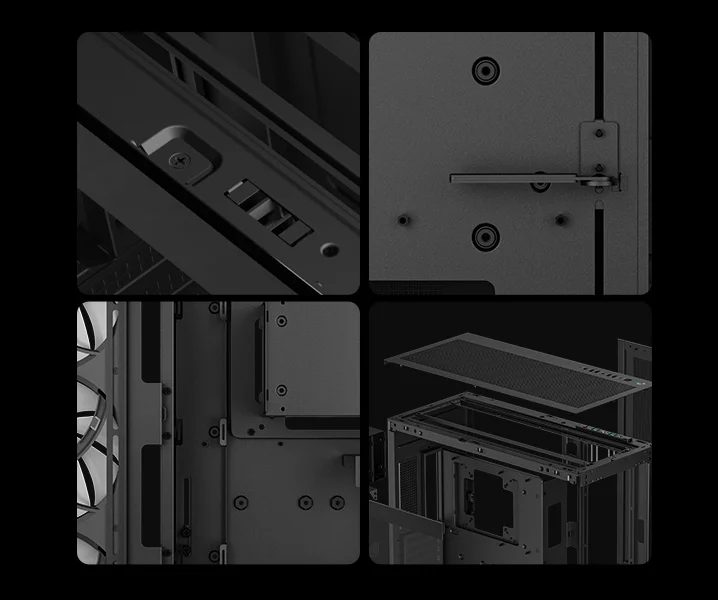 هيكل كمبيوتر DeepCool CH780 ATX+ بانورامي ثنائي الحجرة Full Tower مع كابل Riser Gen 4 و3 مراوح Trinity 140mm ARGB - أسود - Image 14