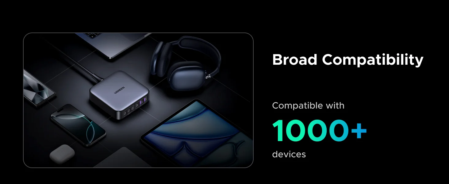 محطة شحن مكتبية Ugreen Nexode بقدرة 200 واط GaN و6 منافذ USB-C - رمادي - Thumbnail 17