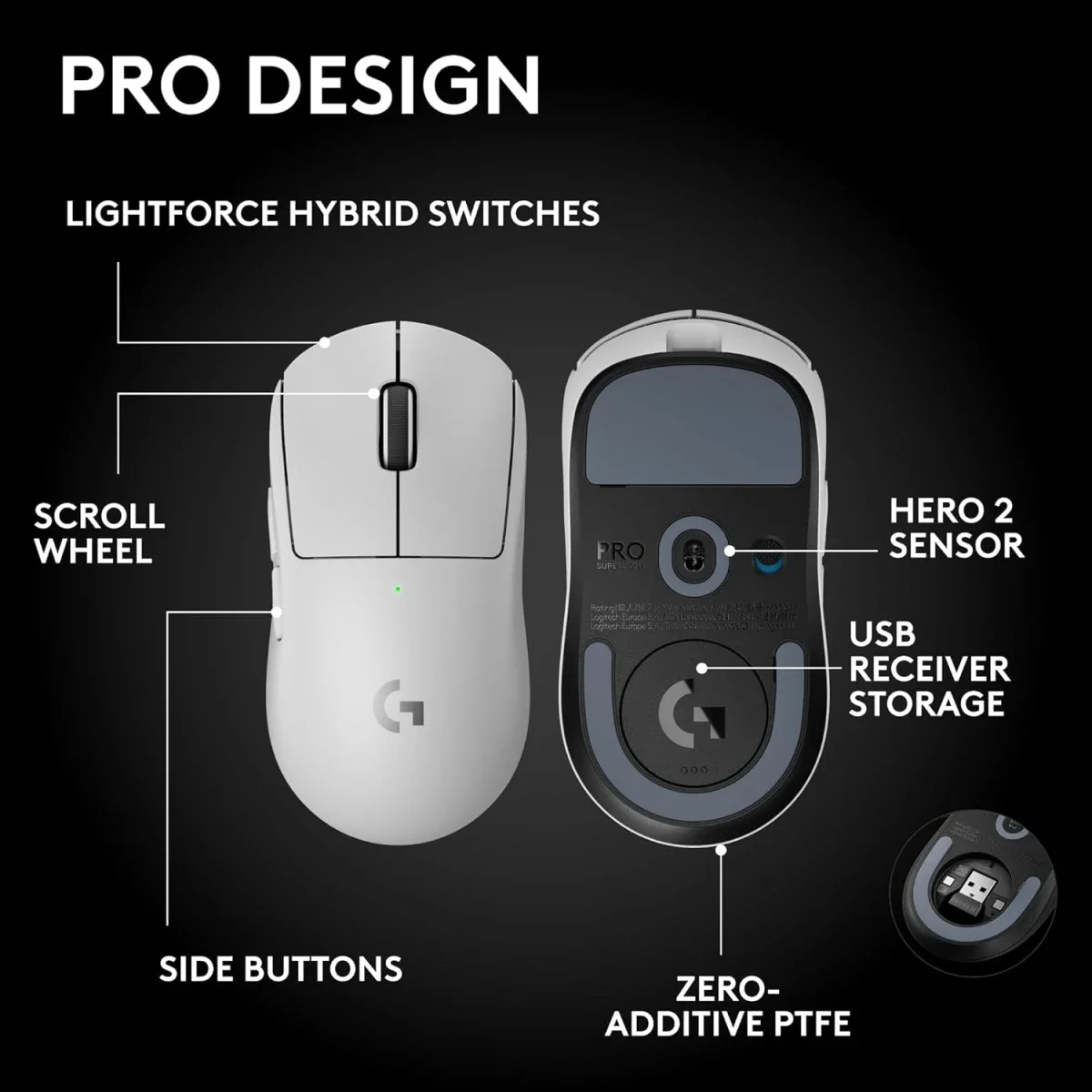 Logitech G PRO X SUPERLIGHT 2 SE Wireless Gaming Mouse, 44000 DPI, White - Thumbnail 4