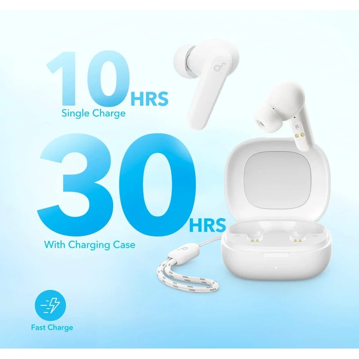 سماعات أذن لاسلكية بالكامل Anker Soundcore R50i بمشغلات باس 10 مم وبلوتوث 5.3 ووقت تشغيل 30 ساعة، أبيض - Image 3